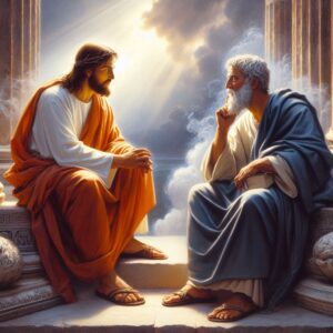 Jesus conversando com filosofo estoico